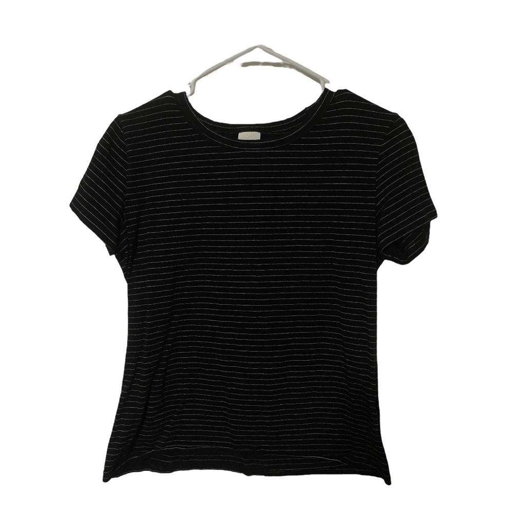 H&M Basics Black & White Striped T-Shirt, Size L